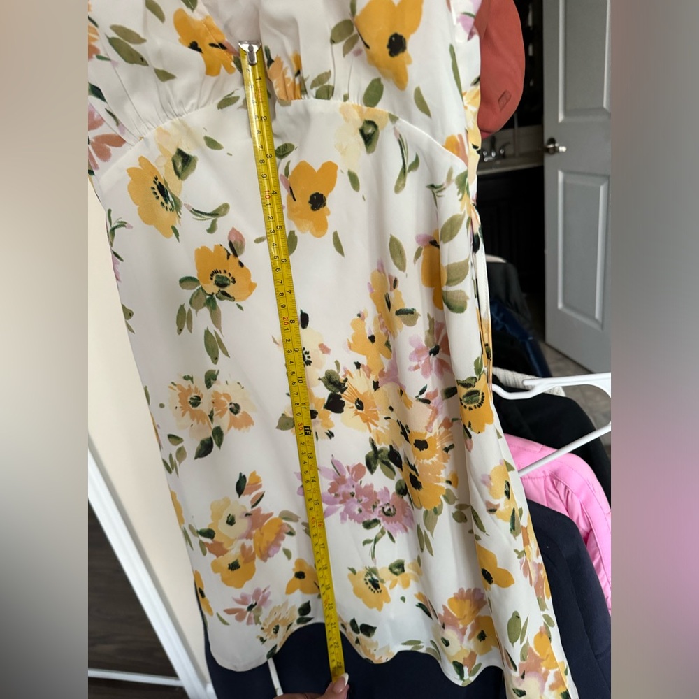 Princess Polly Nellie Mini Dress White Floral with Yellow & Pink Flowers - Picture 7 of 14